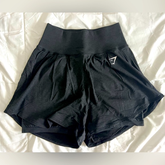 Gymshark Pants - Vital Seamless Gymshark Shorts 2.0 2 in 1 in Black Marl